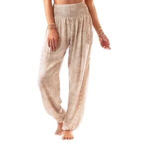 Lotus & Luna Womens Casablanca Harem Pants Pink & White Size S/M Boho Flowy